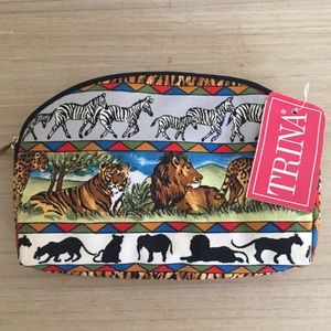 Safari Scene Zebra & Lion Makeup Pouch
